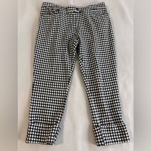 Anthropologie Essential Crop Flare Black & White GingCheck‎ Pants Size 6P